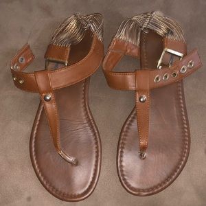 Super comfy gold and tan sandals